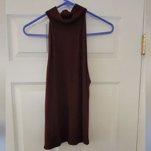 Large Burgundy sleeveless turtle neck shirt from Me to We